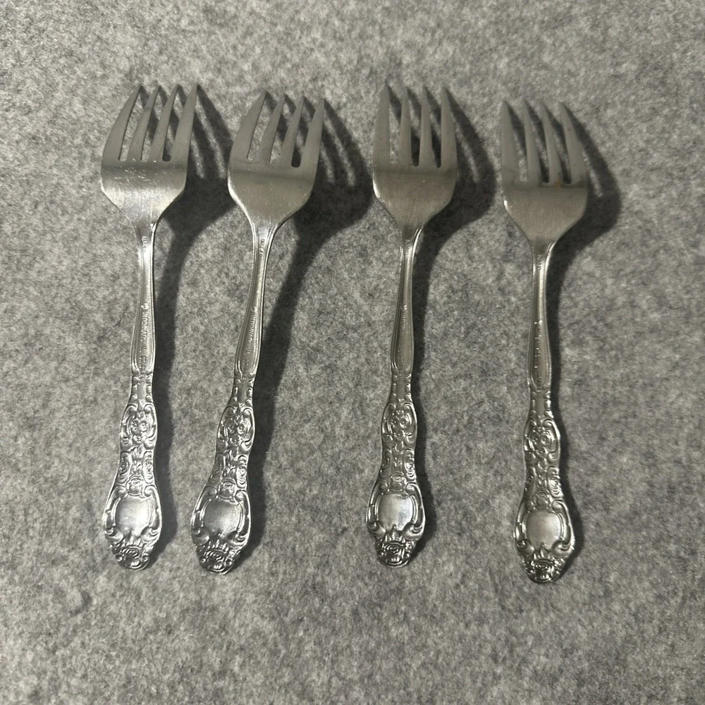 4‎ International Stainless VERONA Pattern Salad or Dessert Forks  7449